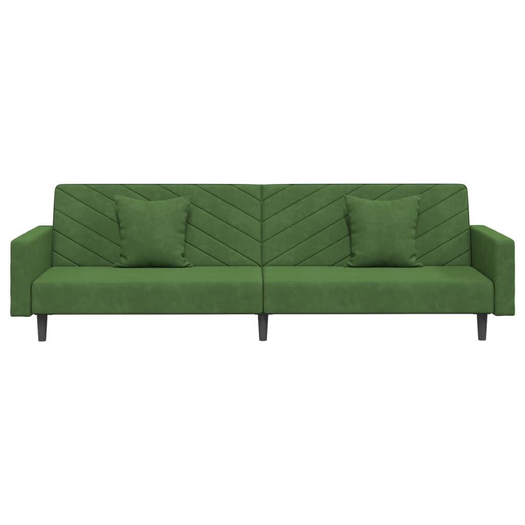 vidaXL 2-Seater Sofa Bed with Two Pillows Dark Green Velvet