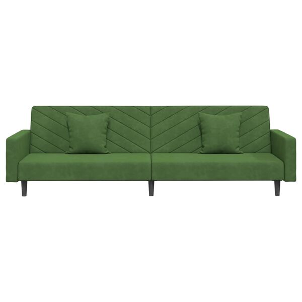 vidaXL 2-Seater Sofa Bed with Two Pillows Dark Green Velvet