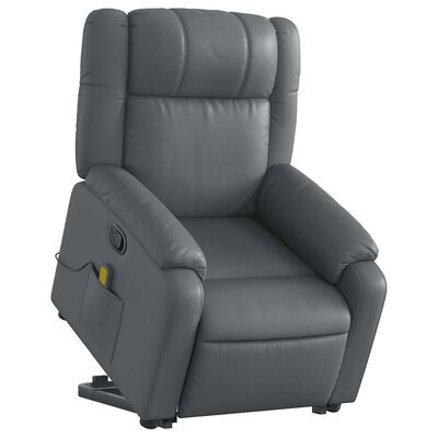 vidaXL Stand up Massage Recliner Chair Grey Faux Leather