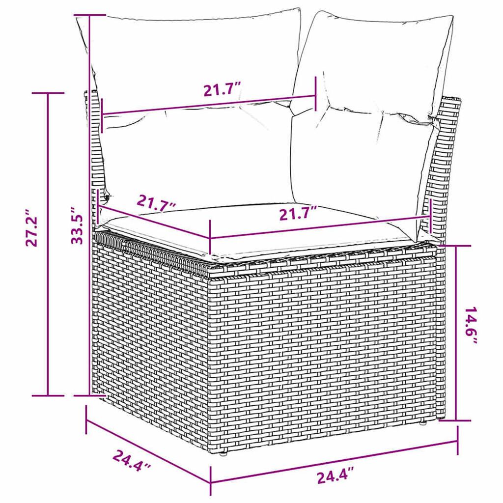 vidaXL Garden Sofa Set 8 pcs Black Poly rattan