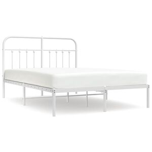 vidaXL Metal Bed Frame without Mattress with Headboard White 135x190cm