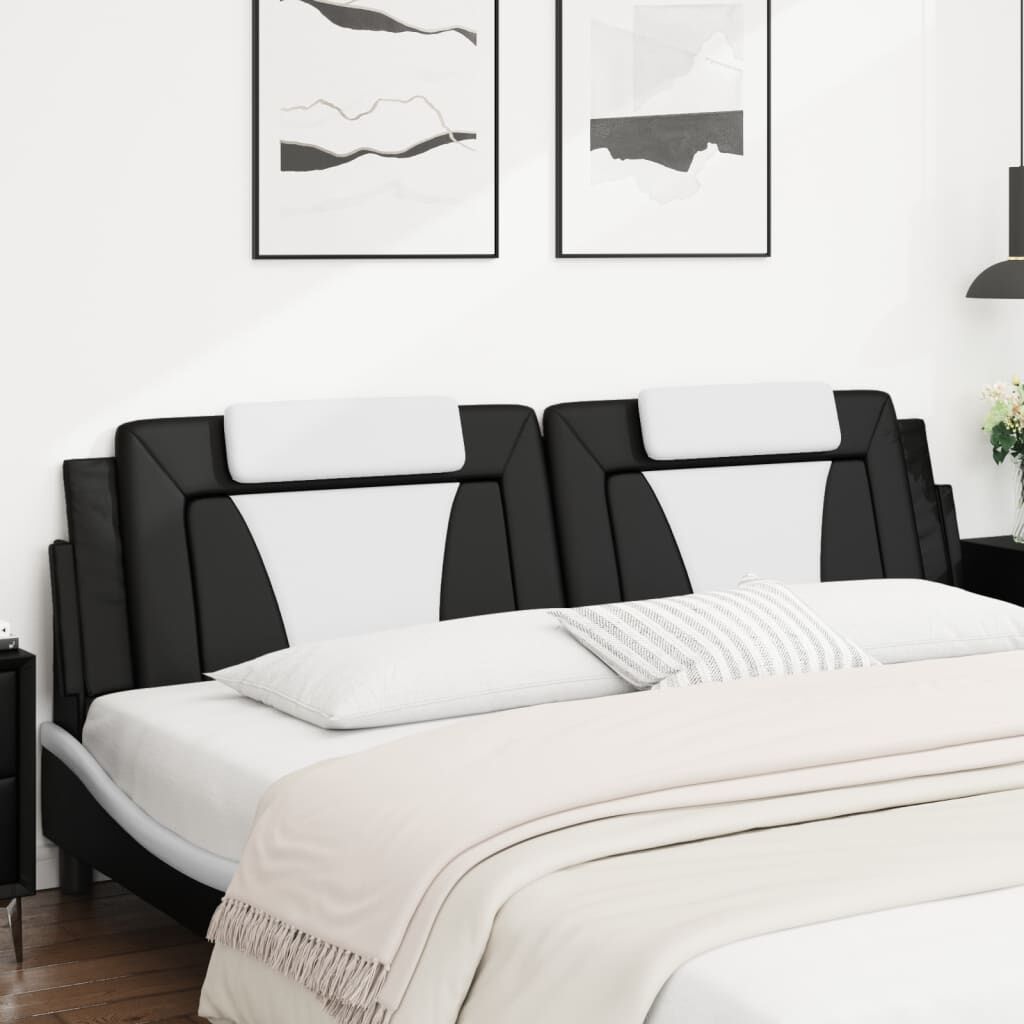 vidaXL Headboard Cushion Black and White 193 cm Faux Leather