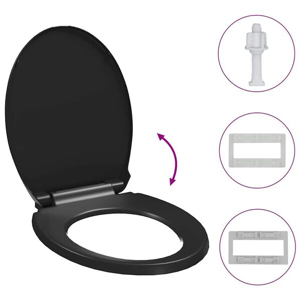 vidaXL Soft-close Toilet Seat with Quick-release Design Black