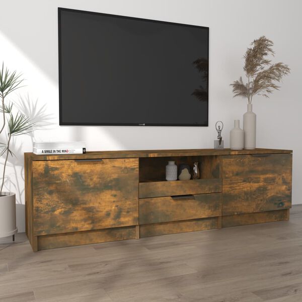 vidaXL TV Cabinet Smoked Oak 140x35x40 cm Engineered Wood