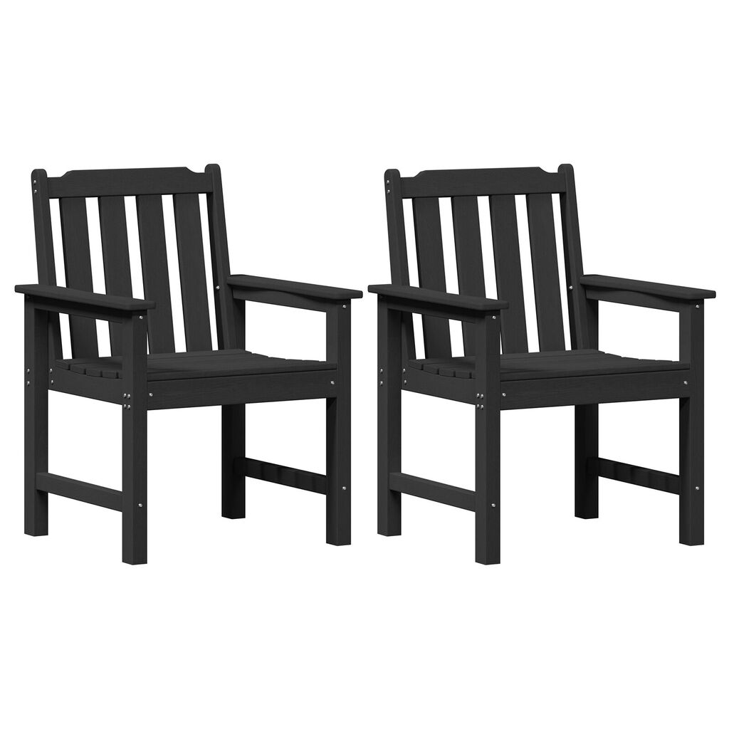 vidaXL Garden Dining Chairs 2 pcs Black HDPE