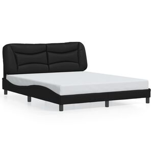 vidaXL Bed Frame without Mattress "Hvar" Black 152x203 cm Queen Faux Leather