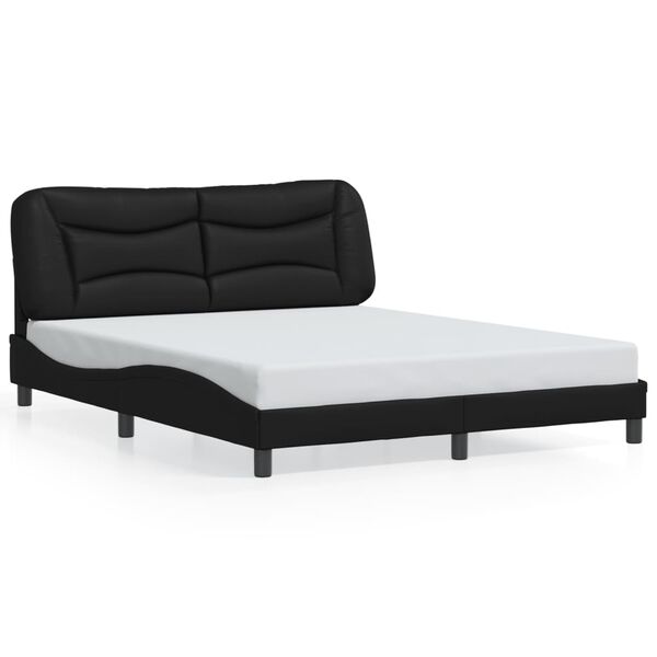 vidaXL Bed Frame without Mattress "Hvar" Black 152x203 cm Queen Faux Leather