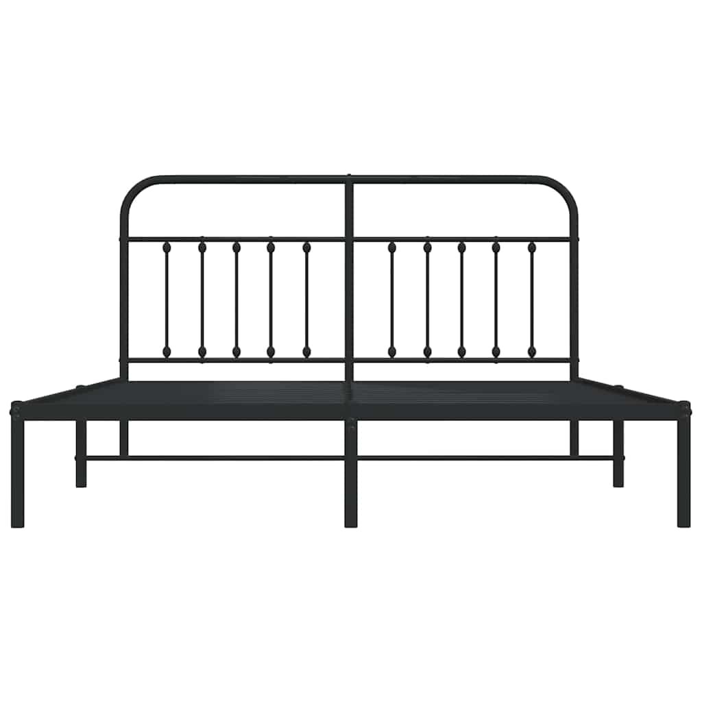 vidaXL Metal Bed Frame without Mattress with Headboard Black 183x213cm