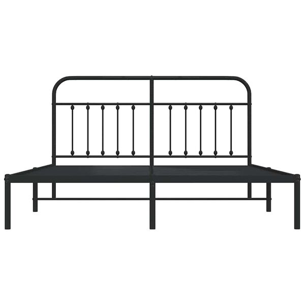 vidaXL Metal Bed Frame without Mattress with Headboard Black 183x213cm