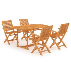 vidaXL 5 Piece Garden Dining Set Solid Teak Wood