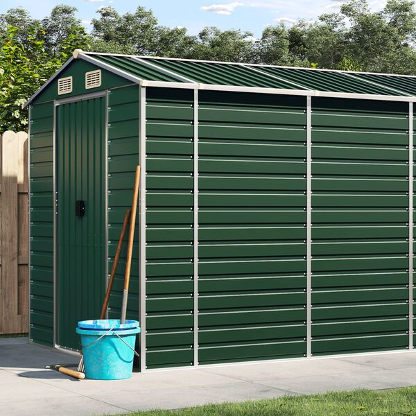 vidaXL Garden Shed Green 191x895x198 cm Galvanised Steel