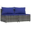 vidaXL 3 Piece Garden Lounge Set with Cushions Grey Poly Rattan