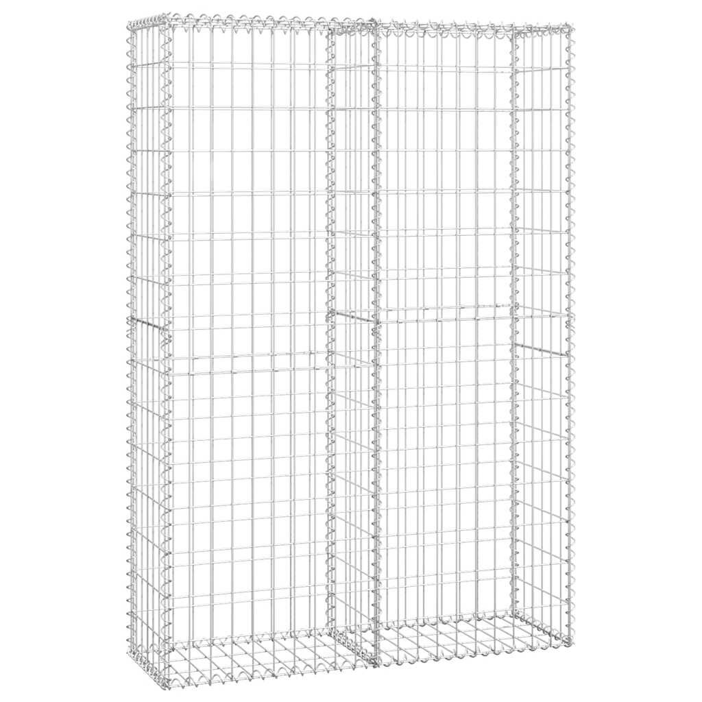 vidaXL Gabion Basket with Lids Galvanised Wire 150 x 100 x 30 cm