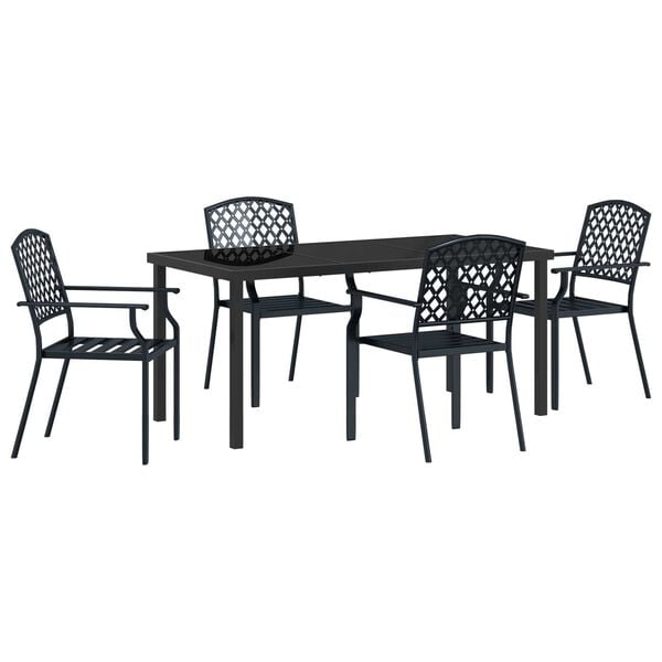 vidaXL Garden Dining Set 5 pcs Anthracite Powder-Coated Steel
