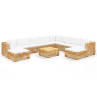 vidaXL 11 Piece Garden Lounge Set with Cushions Solid Teak Wood