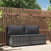 vidaXL Garden Middle Sofas with Cushions 2 pcs Grey Poly Rattan