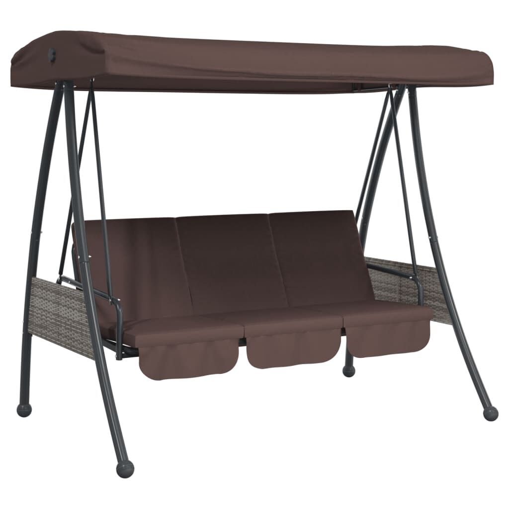 vidaXL Garden Swing Bench with Adjustable Canopy Coffee Brown Steel