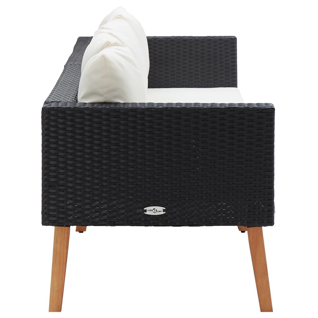 vidaXL 3-Seater Garden Sofa with Cushions Poly Rattan Black