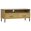vidaXL TV Cabinet with Metal Legs Brown Solid Wood Pine "OSLO