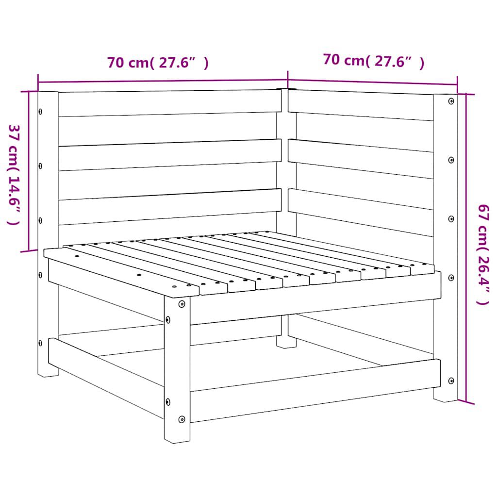 vidaXL Garden Sofas Corner 2 pcs 70x70x67 cm Solid Wood Pine