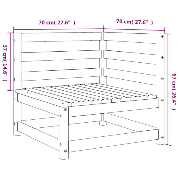 vidaXL Garden Sofas Corner 2 pcs 70x70x67 cm Solid Wood Pine