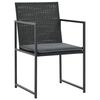 vidaXL 5 Piece Outdoor Dining Set with Cushions Poly Rattan Black