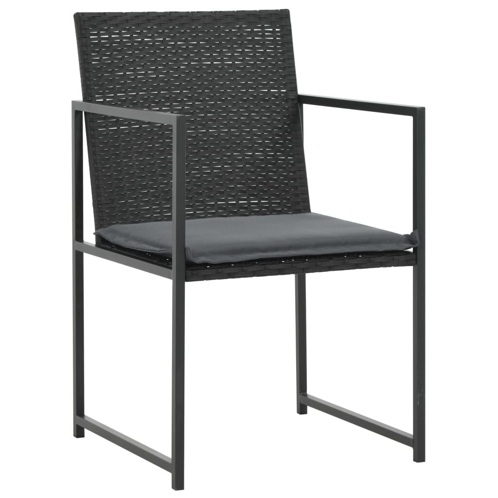 vidaXL 5 Piece Outdoor Dining Set with Cushions Poly Rattan Black