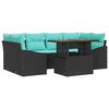 vidaXL Garden Dining Set with Cushion 7 pcs Black and Teal