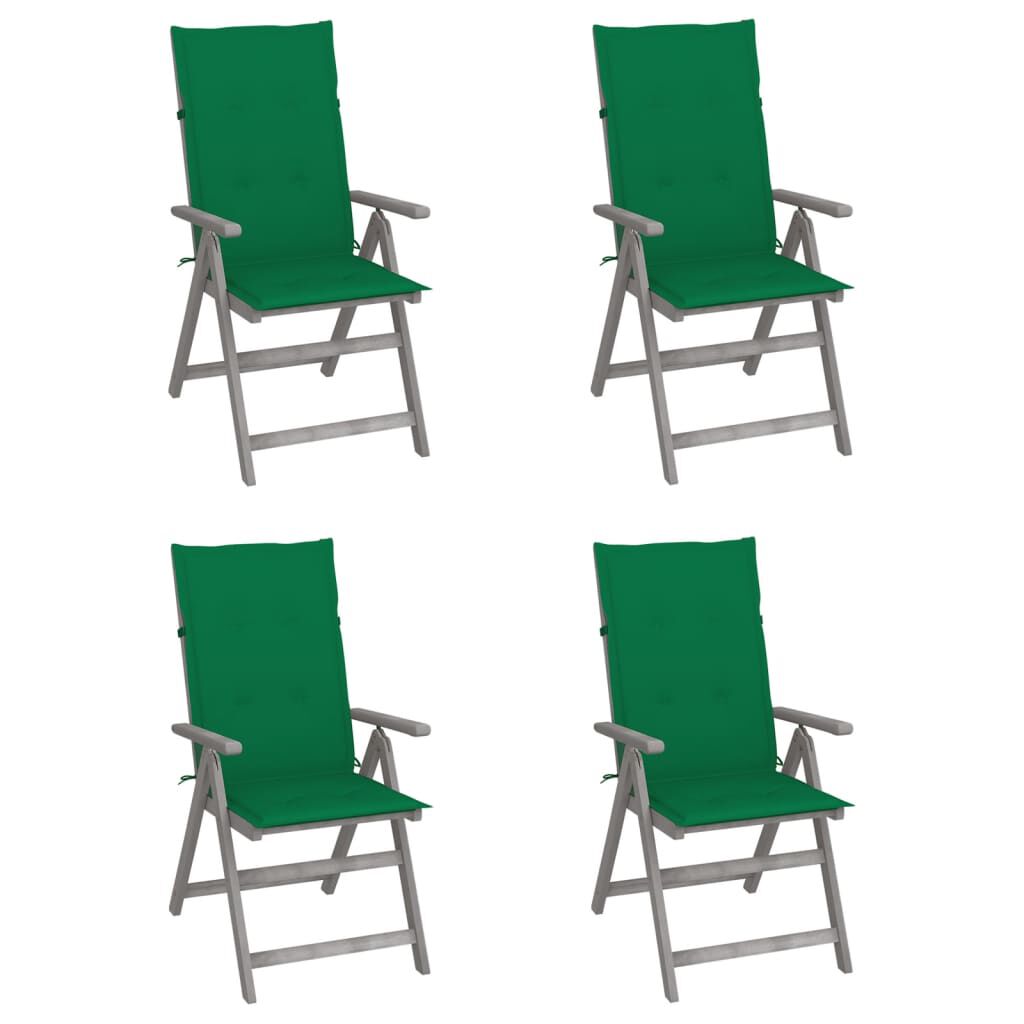 vidaXL Garden Reclining Chairs 4 pcs with Cushions Solid Wood Acacia