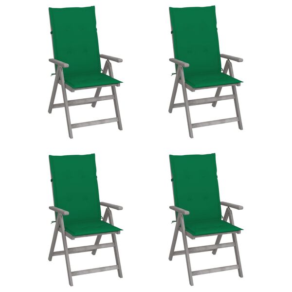 vidaXL Garden Reclining Chairs 4 pcs with Cushions Solid Wood Acacia