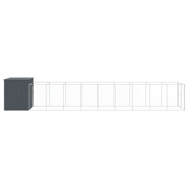 vidaXL Dog House with Run Anthracite 214x1069x181 cm Galvanised Steel
