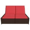 vidaXL Double Sun Lounger with Cushions Brown Poly Rattan