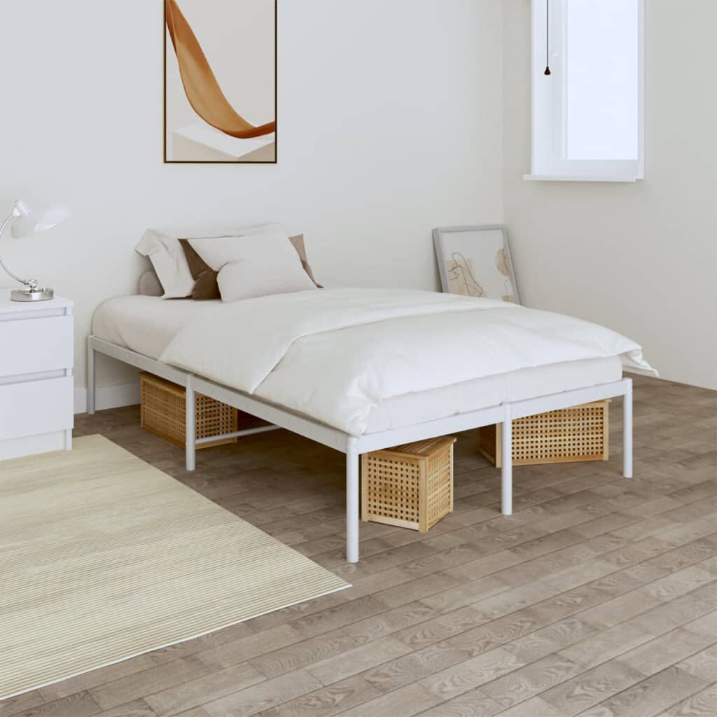 vidaXL Metal Bed Frame without Mattress White 135x190cm