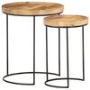 vidaXL 2 Piece Coffee Table Set Solid Mango Wood and Steel
