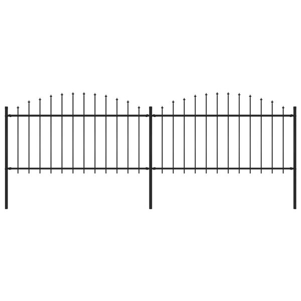 vidaXL Garden Fence with Spear Top Steel (1.25-1.5)x3.4 m Black