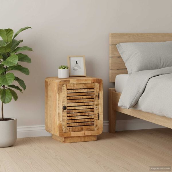 vidaXL Bedside Cabinet 40x30x50 cm Rough Mango Wood