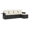 vidaXL 5 Piece Garden Sofa Set with Cushions Black Poly Rattan