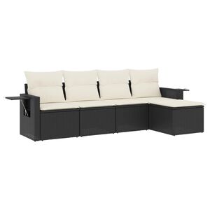 vidaXL 5 Piece Garden Sofa Set with Cushions Black Poly Rattan