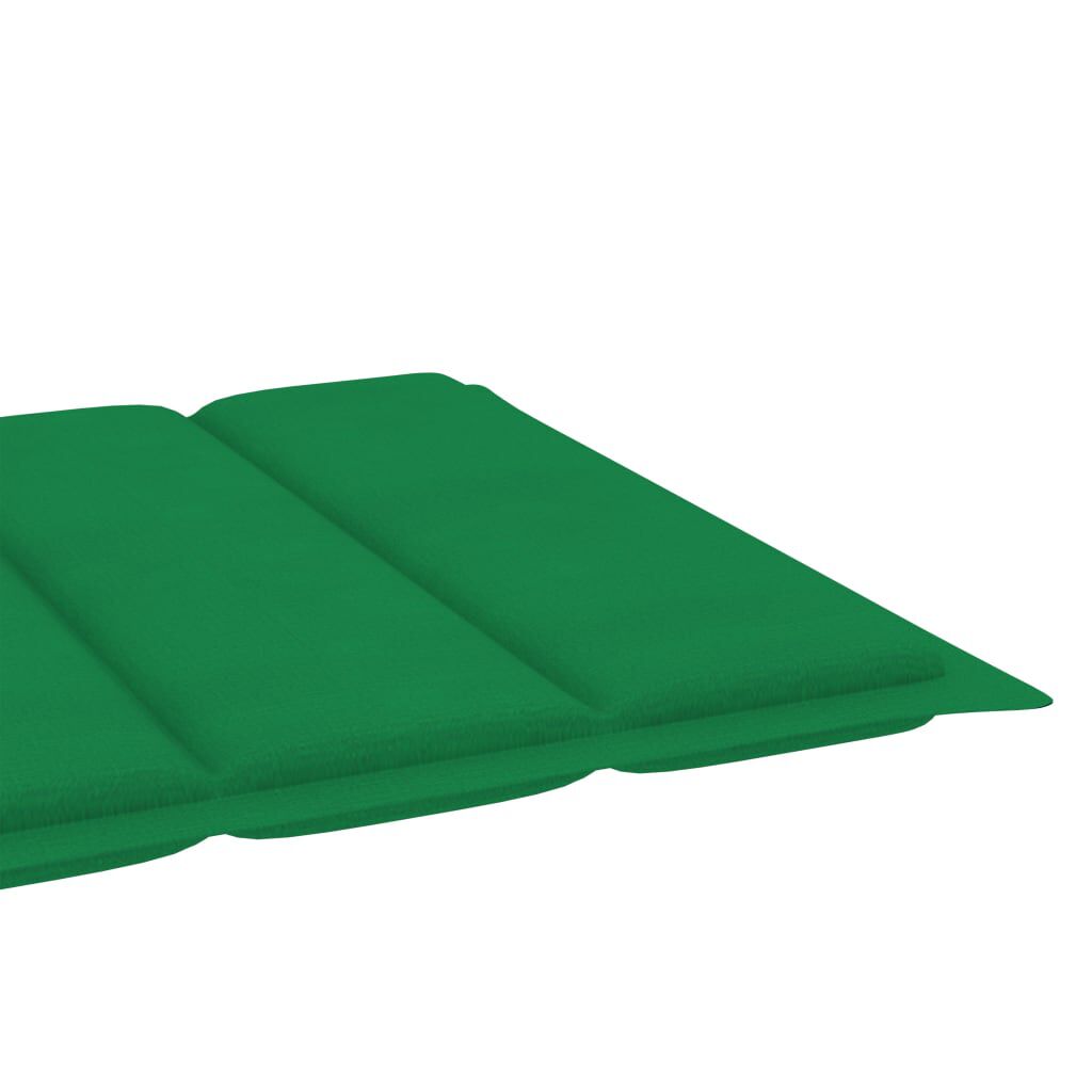 vidaXL Sun Lounger with Green Cushion Solid Teak Wood