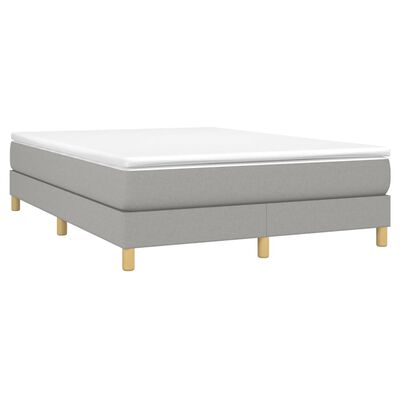 vidaXL Box Spring Bed Frame Light Grey 152x203 cm Queen Fabric