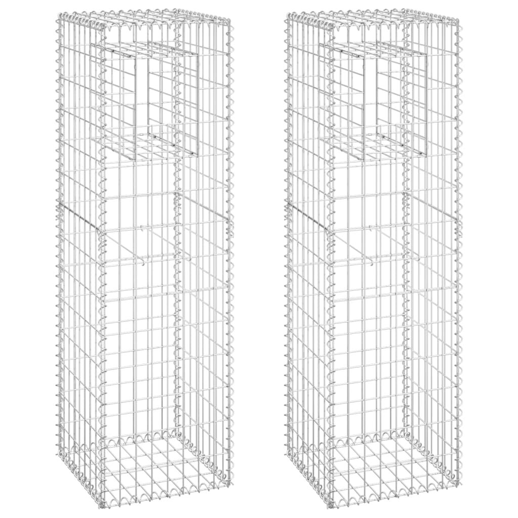 vidaXL Gabion Basket Posts 2 pcs 40x40x140 cm Iron