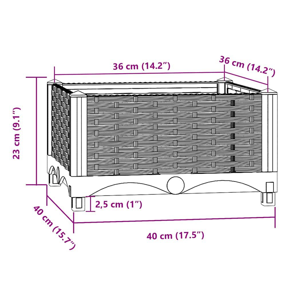 vidaXL Raised Bed 40x40x23 cm Polypropylene