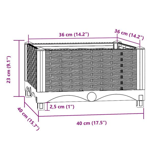 vidaXL Raised Bed 40x40x23 cm Polypropylene