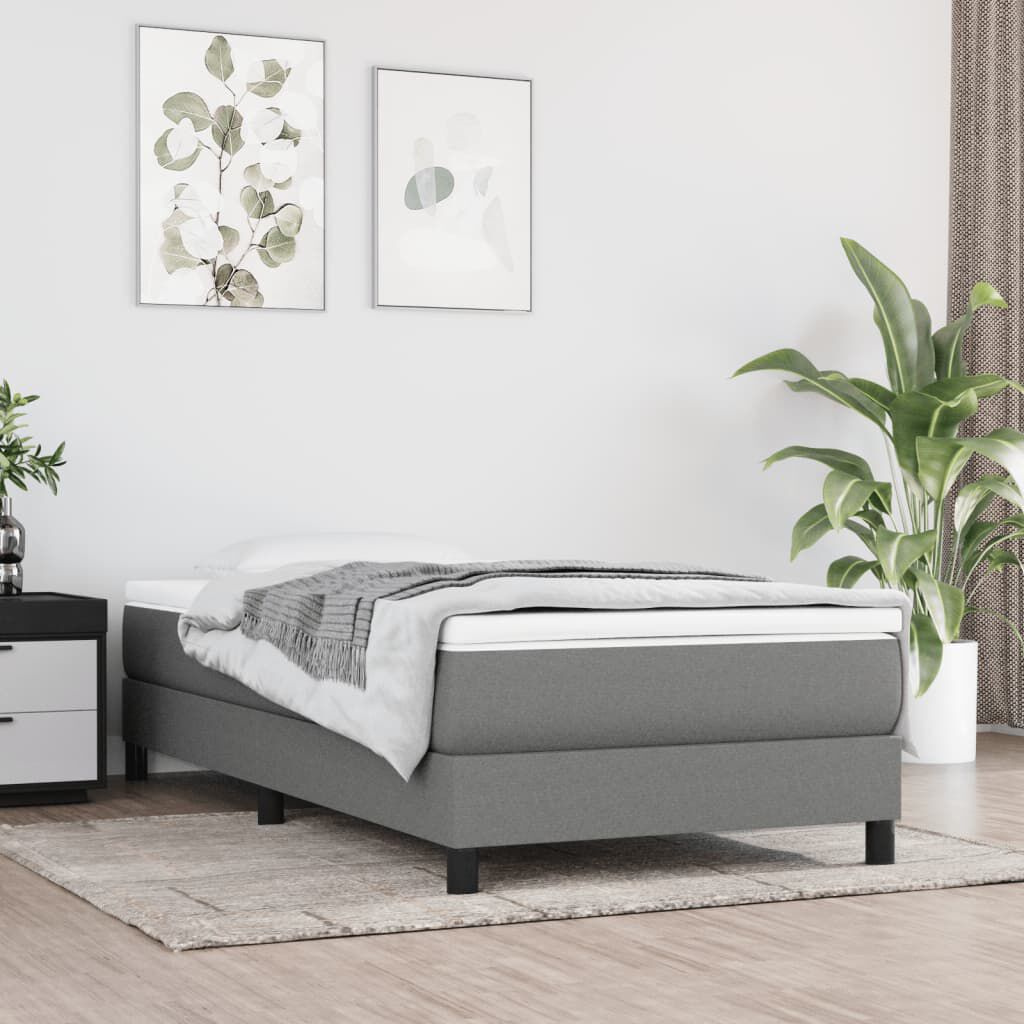 vidaXL Bed Frame without Mattress Dark Grey Twin Fabric (US Only)
