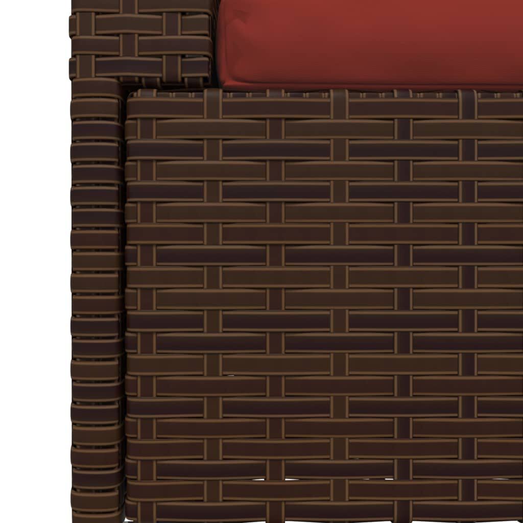 vidaXL 2-Seater Sofa with Cushions Brown Poly Rattan