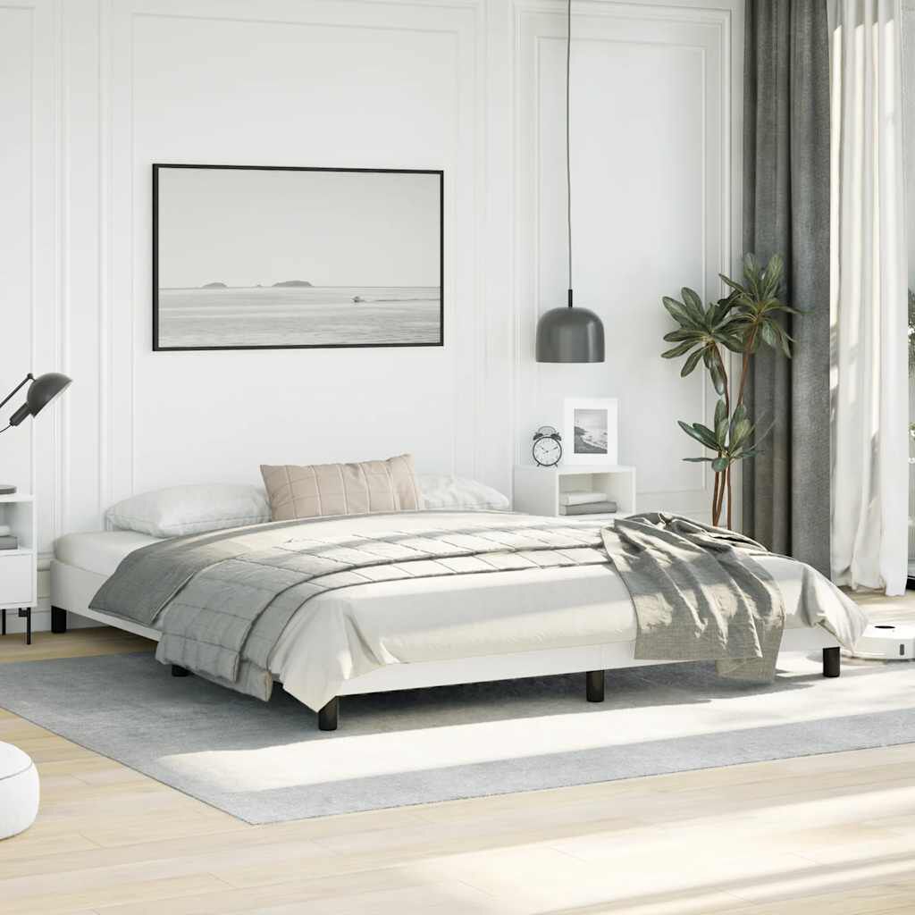 vidaXL Bed Frame without Mattress White California King Faux Leather