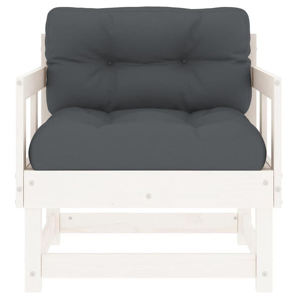 vidaXL Garden Chairs with Cushions 2 pcs White Solid Wood Pine
