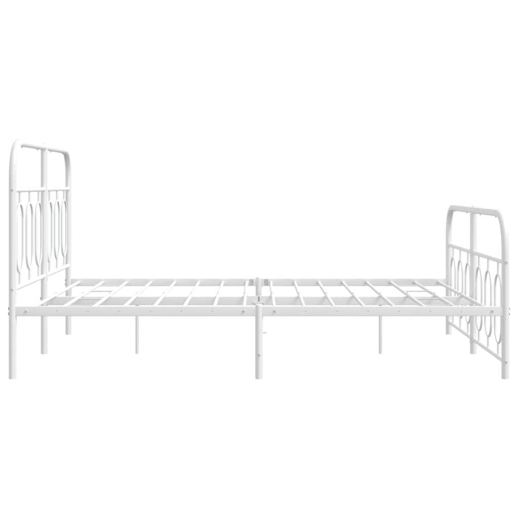 vidaXL Metal Bed Frame without Mattress with Footboard White 150x200cm