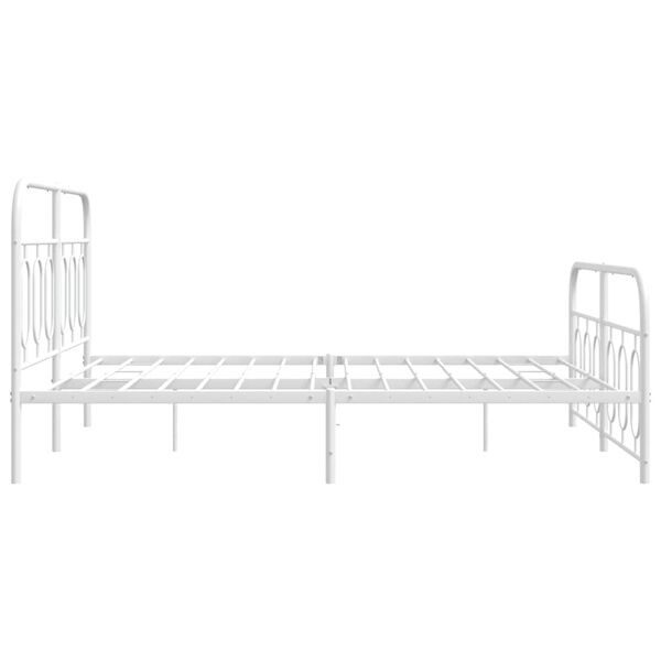 vidaXL Metal Bed Frame without Mattress with Footboard White 150x200cm