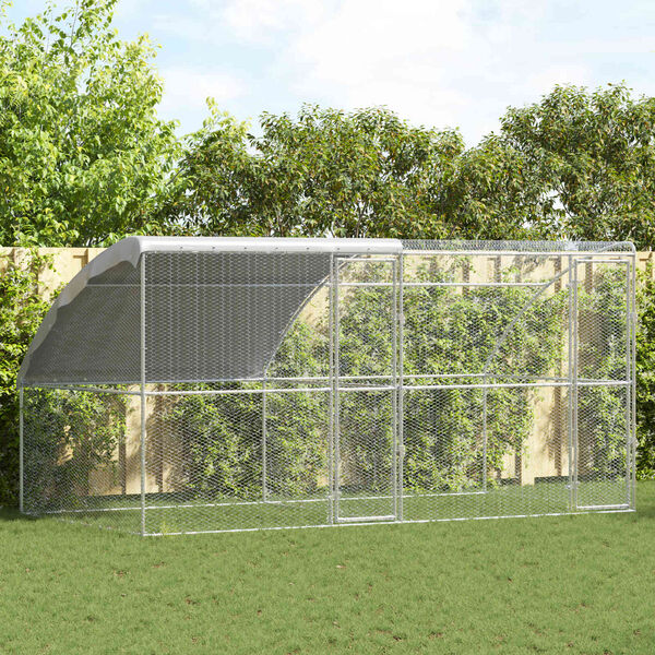 vidaXL Chicken Cage 2 pcs Silver 400 x 200 x 200 cm Steel and PE